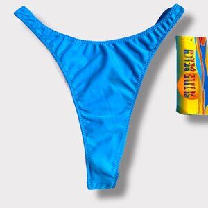 90’s Large Thong Bikini Bottom Retro Capri Blue Swimsuit, Summer, Minimalist